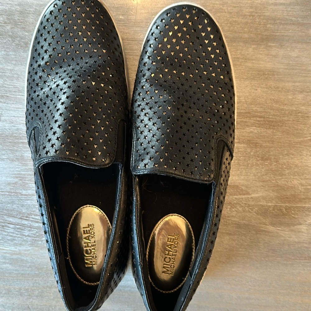 Michael kors slip on black and gold accent 9.5